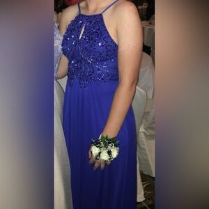 Blue sequin prom dress